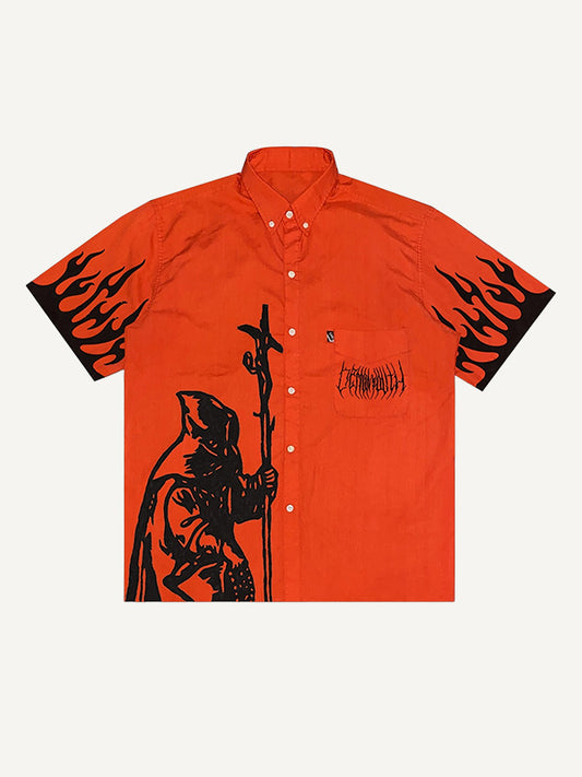 Hand-painted Death Reaper double-sided print shirt