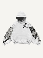 Embroidered white dragon ethnic style sweatshirt