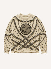 Metal pin high-definition print sweatshirt