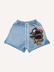 Tengshe Black Panther Skull Shorts