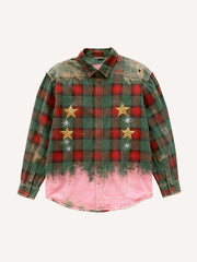 Gradient Christmas Tree High-End Plaid Shirt Christmas Gift