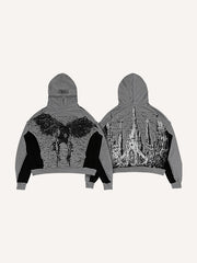 Colorblock design street dark style printed sweatshirt