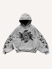 Figure&Eye&Graphic Print Slant Pockets Hoodie