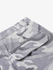 Woven Snow Camouflage Machete Wide-Leg Cargo Barrel Pants