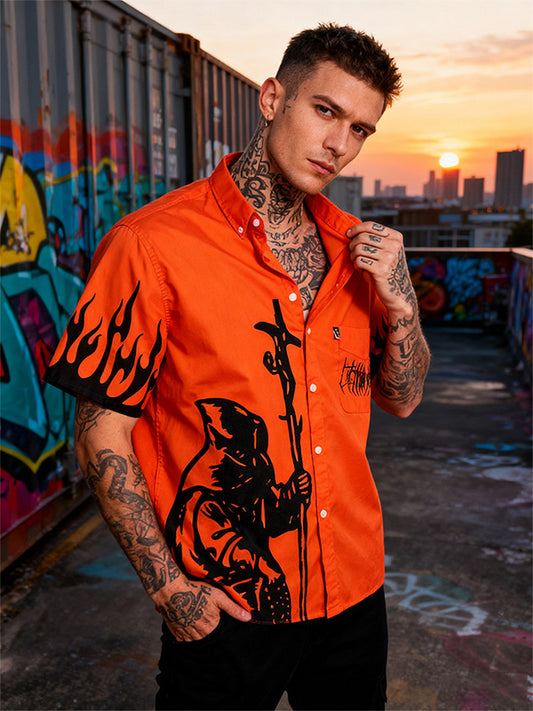 Hand-painted Death Reaper double-sided print shirt