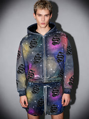 Starry sky distressed print comfortable trendy sweatshirt