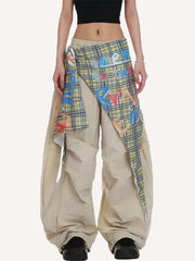 Hip-hop distressed patchwork street trousers