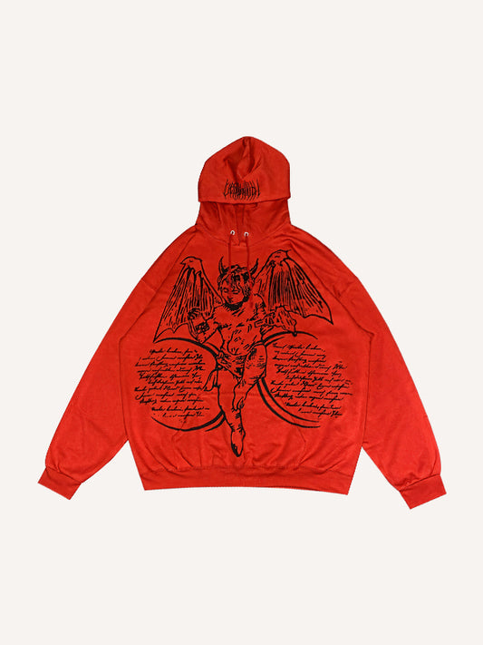 Hooded comfortable high-end trendy devil eye print sweatshirt