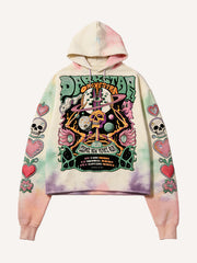 Colorful hoodie with graphic design on a white background