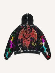 High-end hooded sweatshirt with rhinestone pattern