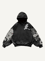 Embroidered white dragon ethnic style sweatshirt