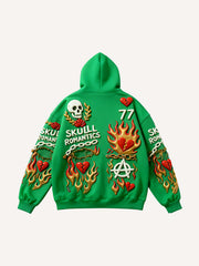 Trendy multi-color hooded sweatshirt with foam print effect