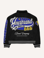 A patchwork print baseball shirt that brings good luck Jacket