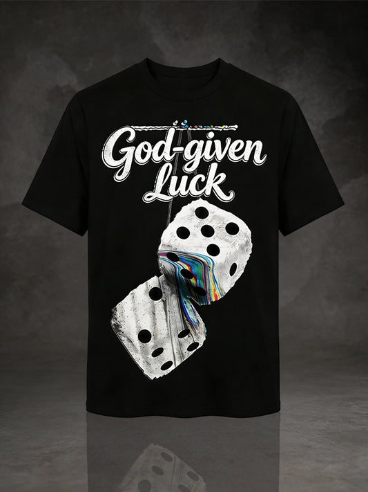 Vintage "God-given Luck" Melting Dice Graphic T-Shirt