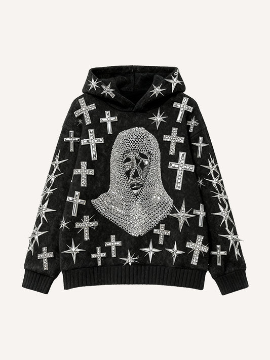 Goodness rhinestone Our Lady Bless Us printed sweatshirt