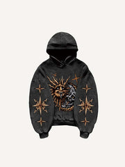 Evil Sun&Moon&Graphic Print Slant Pockets Hoodie