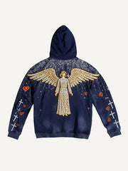 May a saint bless me with this high-end distressed washed-out rhinestone-textured sweatshirt