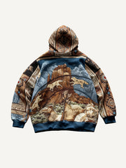 Hand-painted landscape outdoor leisure Christmas hooded sweatshirt