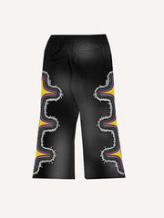 Letter&Graphic Print Elastic Waist Pants