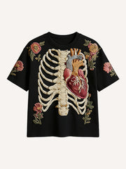 Love Is Forever Skeleton Print T-Shirt