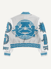 Retro patchwork totem ethnic style printed baseball jacket