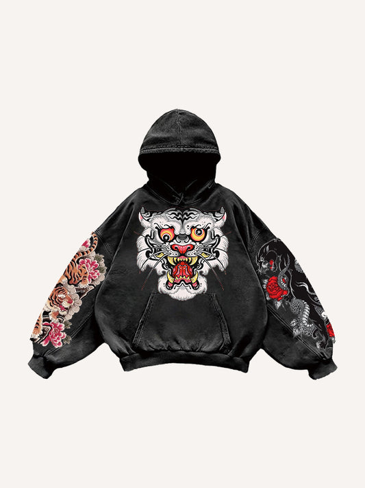 Trendy retro tattoo style high-definition printed sweatshirt