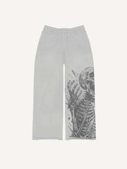 Skeleton Print Elastic Waist Pants