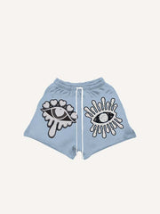 Eye&Heart Print Drawstring Waist Shorts