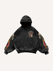 Retro Chieftain Tattoo Style Print Sweatshirt