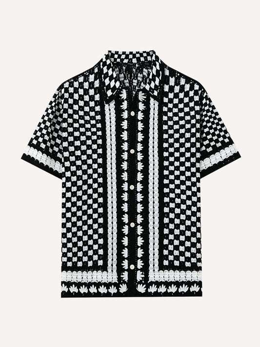 Premium Jacquard Plaid Lapel Shirt, Comfortable & Breathable, High-End Real Shot