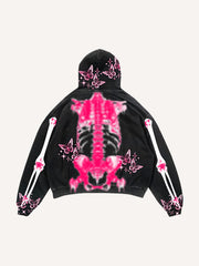 In Hell Heart in Heaven Graphic Print Hooded Sweatshirt