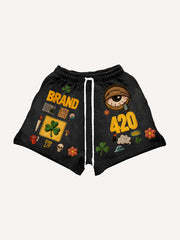 Fashionable Christmas and four-season shorts with multi-pattern patchwork prints