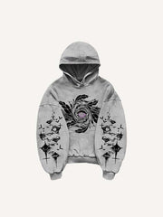 Figure&Eye&Graphic Print Slant Pockets Hoodie