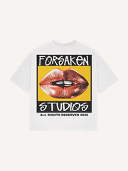 Caramel Color Red Lips Print Short Sleeve