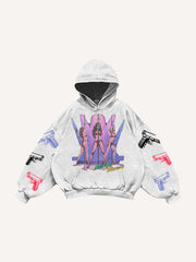 Sexy girl print distressed street style sweatshirt