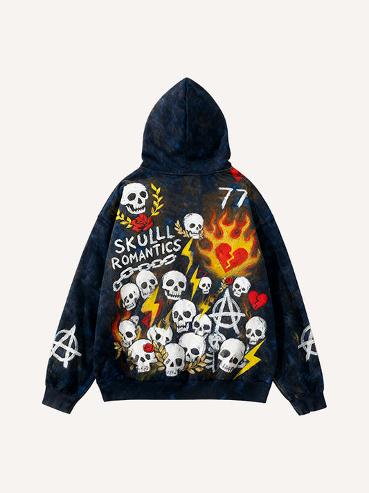 Hand-painted graffiti-style flame shiny sweatshirt