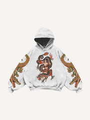 Japanese style retro two-headed snake women's sweatshirt