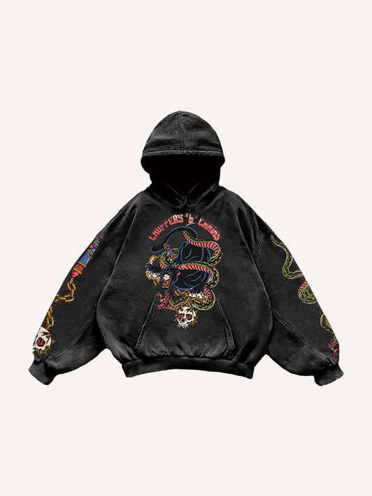 Tattoo-style double-sleeve printed high-end sweatshirt