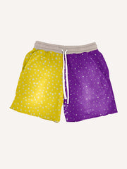 Four-panel color-blocked high-end washed shorts