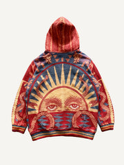 Hand-painted ethnic style warm hooded sweatshirt