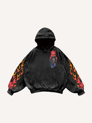 Flame Devil Tattoo Style Print Sweatshirt