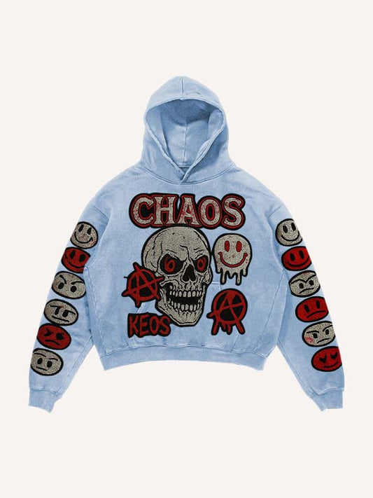 High-end washed sweatshirt with sparkling patch print