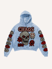 High-end washed sweatshirt with sparkling patch print