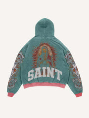Mary&Pray&Letter&Graphic Print Slant Pockets Hoodie