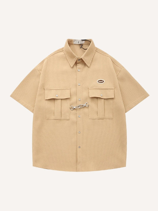 Solid Color College Style Shirt