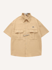 Solid Color College Style Shirt