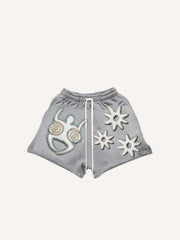 Figure&Graphic Faux Decal Print Drawstring Waist Shorts