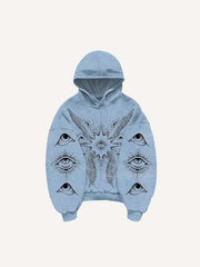 Wing Eye Graphic Print Slant Pockets Hoodie