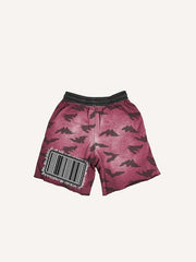Letter&Graphic Faux Decal Print Drawstring Waist Shorts