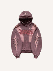 Colorblock Graphic Faux Decal Print Slant Pockets Hoodie